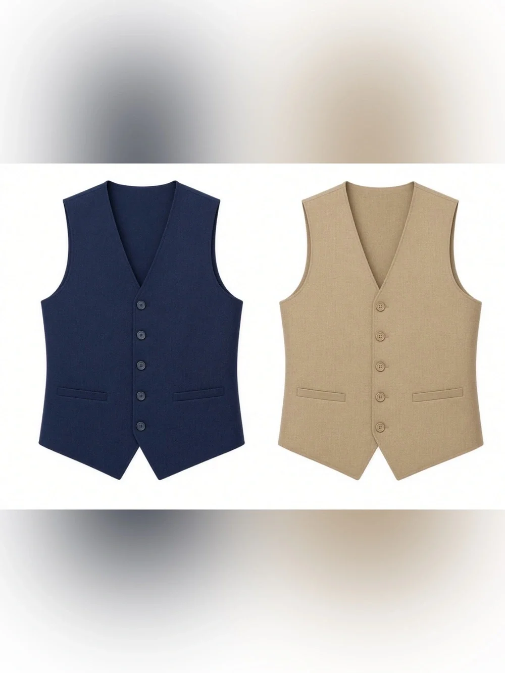 Gioberti Men’s XL Formal Vest Pair: Navy + Khaki 5-Button Adjustable 1=$18/2=$30
